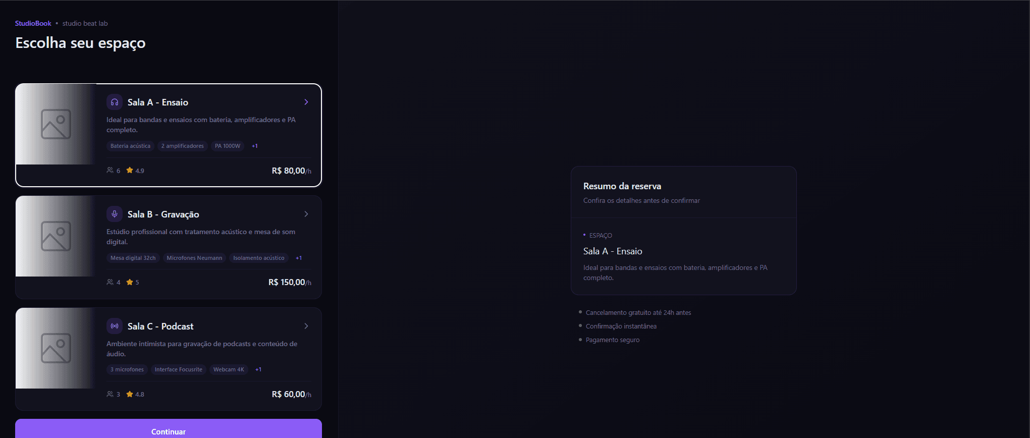 Seleção de espaço