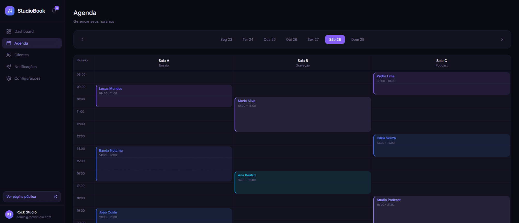 Agenda visual de reservas